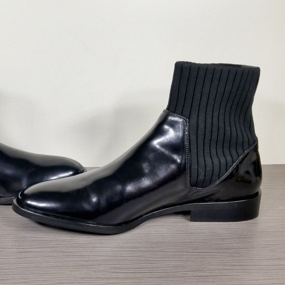 Vince Perlow Ankle Boot, Black Leather & Fabric, Womens Size 9.5 M / 39.5 - Picture 6 of 11